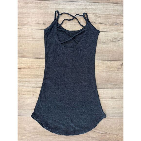 NWT CHASER Gray Ribbed Strappy Back Tunic Mini Dress S Small Women’s Revolve - Picture 3 of 3
